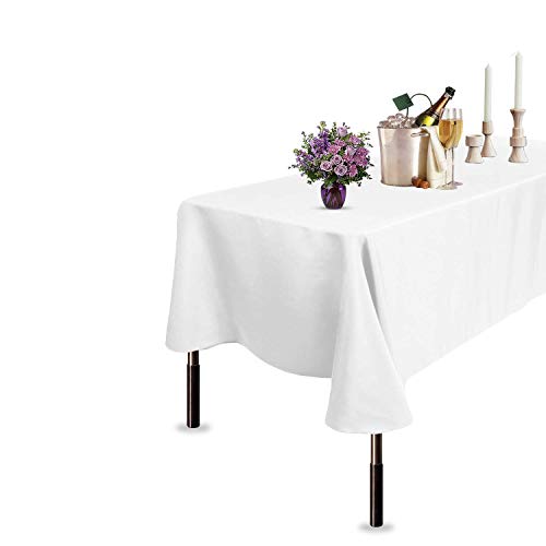 Trimming Shop Weiß Rechteck Tischdecke aus Baumwolle-Polyester, 90" x 132" Premium Leinen Tischdecke, waschbare Stoff-Tischdecke für Hochzeiten, Bankette, Partys, Esstisch, 1pc von Trimming Shop