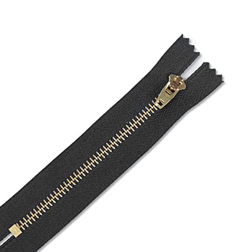 Trimming Shop YKK Reißverschluss mit geschlossenem Ende, Nylon, schwarz, strapazierfähig, Nähreißverschluss, goldene Messingzähne/Kopf, langlebiger Reißverschluss für Denim-Kleidung, 13 cm, 1 Stück Trimming Shop YKK Reißverschluss mit geschlossenem Ende, Nylon, schwarz, strapazierfähig, Nähreißverschluss, goldene Messingzähne/Kopf, langlebiger Reißverschluss für Denim-Kleidung, 13 cm, 1 Stück von Trimming Shop