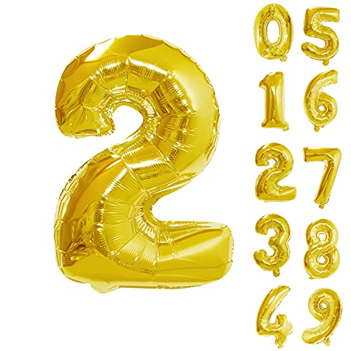Trimming Shop Zahlenballons, 16 Zoll Nummer 2 Gold Ballon Selbstaufblasend Luftgefüllte Kleine Folie Ziffern Ballon für Geburtstag Party Hochzeit Jahrestag Feier Dekoration Supplies Trimming Shop Zahlenballons, 16 Zoll Nummer 2 Gold Ballon Selbstaufblasend Luftgefüllte Kleine Folie Ziffern Ballon für Geburtstag Party Hochzeit Jahrestag Feier Dekoration Supplies von Trimming Shop