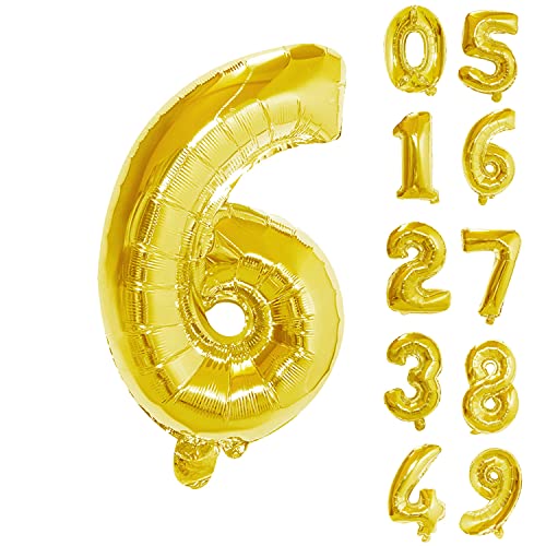 Trimming Shop Zahlenballons, 16 Zoll Nummer 6 Gold Ballon Selbstaufblasend Luftgefüllte Kleine Folie Ziffern Ballon für Geburtstag Party Hochzeit Jahrestag Feier Dekoration Supplies Trimming Shop Zahlenballons, 16 Zoll Nummer 6 Gold Ballon Selbstaufblasend Luftgefüllte Kleine Folie Ziffern Ballon für Geburtstag Party Hochzeit Jahrestag Feier Dekoration Supplies von Trimming Shop