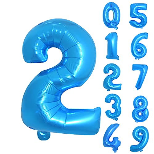 Trimming Shop Folienballon, Zahl 2, wiederverwendbar, luftbefüllbar, Ziffern 0-9, für Geburtstag, Hochzeit, Jubiläum, Feier, Party-Dekoration, 40,6 cm, Blau Trimming Shop Folienballon, Zahl 2, wiederverwendbar, luftbefüllbar, Ziffern 0-9, für Geburtstag, Hochzeit, Jubiläum, Feier, Party-Dekoration, 40,6 cm, Blau von Trimming Shop