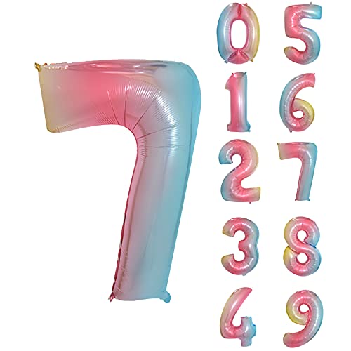Trimming Shop Folienballon, 40,6 cm, klein, Regenbogenfarben, Zahl 7, wiederverwendbar, luftbefüllbar, Ziffern 0-9, Folienballons für Geburtstag, Hochzeit, Jubiläum, Feier, Party-Dekorationen Trimming Shop Folienballon, 40,6 cm, klein, Regenbogenfarben, Zahl 7, wiederverwendbar, luftbefüllbar, Ziffern 0-9, Folienballons für Geburtstag, Hochzeit, Jubiläum, Feier, Party-Dekorationen von Trimming Shop