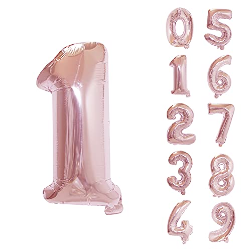 Trimming Shop Zahlenballons, 40,6 cm Nummer 1 Roségold-Ballon, selbstaufblasend, luftgefüllt, kleiner Folienballon für Geburtstagsparty, Hochzeit, Jahrestag, Feier, Dekorationszubehör Trimming Shop Zahlenballons, 40,6 cm Nummer 1 Roségold-Ballon, selbstaufblasend, luftgefüllt, kleiner Folienballon für Geburtstagsparty, Hochzeit, Jahrestag, Feier, Dekorationszubehör von Trimming Shop