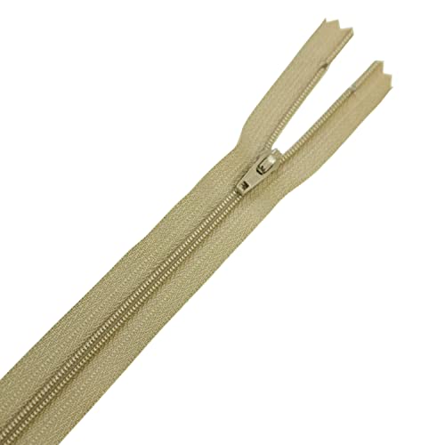 YKK Reißverschluss mit geschlossenem Ende, Nylon, Beige, robuster Nähreißverschluss, Metallzähne für DIY Nähen von Rock, Gepäck, Hosen, Taschen, Geldbörsen, Kleider, Basteln, 20 cm, 1 Stück von Trimming Shop