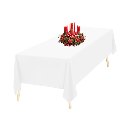 weiße rechteckige Polyester-Tischdecke, 70 x 144 Zoll, hochwertige Tischdecke aus Leinen, waschbare Stofftischdecke für Esstisch, Bankett, Hochzeit, Weihnachten, Geburtstag, Partys, 1 Stück weiße rechteckige Polyester-Tischdecke, 70 x 144 Zoll, hochwertige Tischdecke aus Leinen, waschbare Stofftischdecke für Esstisch, Bankett, Hochzeit, Weihnachten, Geburtstag, Partys, 1 Stück von Trimming Shop