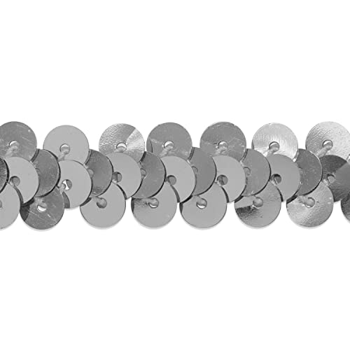 Trims by the Yard 1 Reihe, 0,95 cm Metallic-Stretch-Pailletten, Silber | (9,1 m Schnitt) von Trims by the Yard