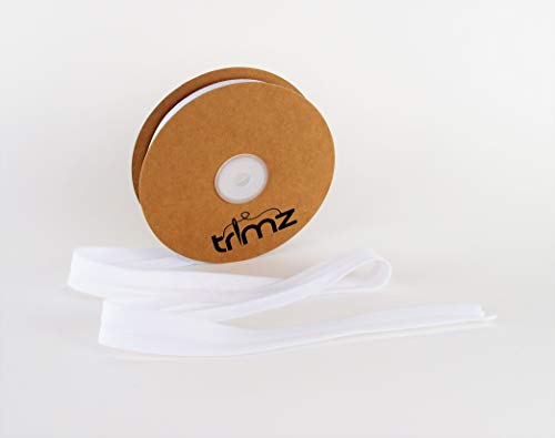 Trimz, Schrägband, 100% Baumwolle, 20/10 / 10 mm x 20 m, Weiß von Trimz