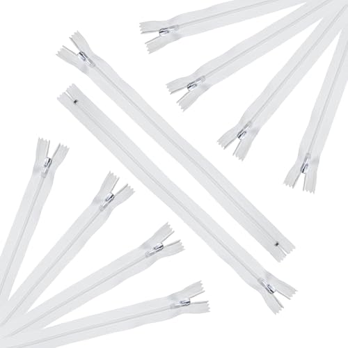 Trimz 15 cm Langer Reißverschluss mit 4 mm Zähnen, Weiß, 10 Stück, Polyester, 38 cm von Trimz
