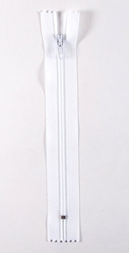 Trimz 18 cm Langer weißer Einweg-Endanschlag-Reißverschluss mit 4 mm Zähnen, 1 Stück, Polyester, 44 von Trimz