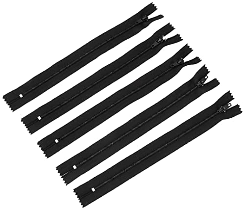 Trimz 20 cm Langer Reißverschluss mit 4 mm Zähnen, schwarz, 5 Stück, Polyester von Trimz