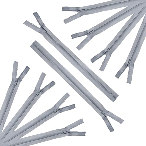 Trimz 25 cm Langer Reißverschluss mit 4 mm Zähnen, grau, 10 Stück, Polyester Trimz 25 cm Langer Reißverschluss mit 4 mm Zähnen, grau, 10 Stück, Polyester von Trimz