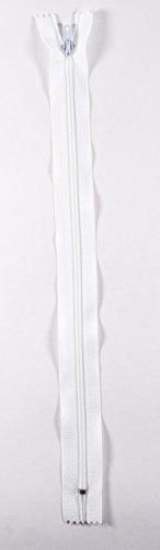 Trimz 40 cm Langer Reißverschluss mit 4 mm Zähnen, Weiß, 1 Stück, Polyester von Trimz