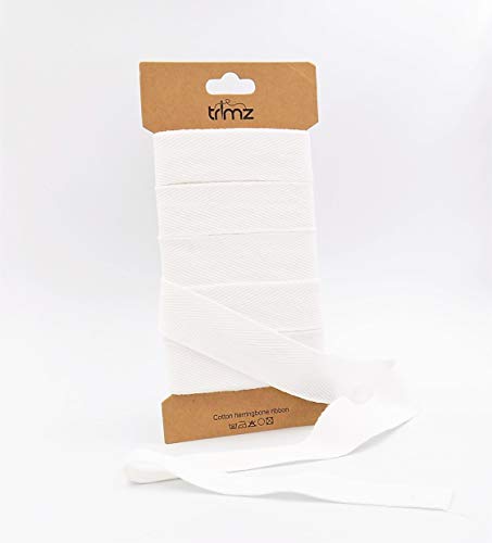 Trimz CC005-25W5 Baumwollband mit Fischgrätenmuster, Baumwolle, weiß, 25mm x 5m Trimz CC005-25W5 Baumwollband mit Fischgrätenmuster, Baumwolle, weiß, 25mm x 5m von Trimz