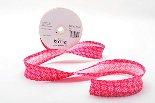 Trimz COL-12176 Schrägband, Baumwolle, Weiß und Fuchsia, 25/5/5 mm Trimz COL-12176 Schrägband, Baumwolle, Weiß und Fuchsia, 25/5/5 mm von Trimz