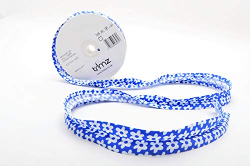 Trimz COL-12204 Schrägband, Baumwolle, weiß/blau, 25/5/5 mm von Trimz