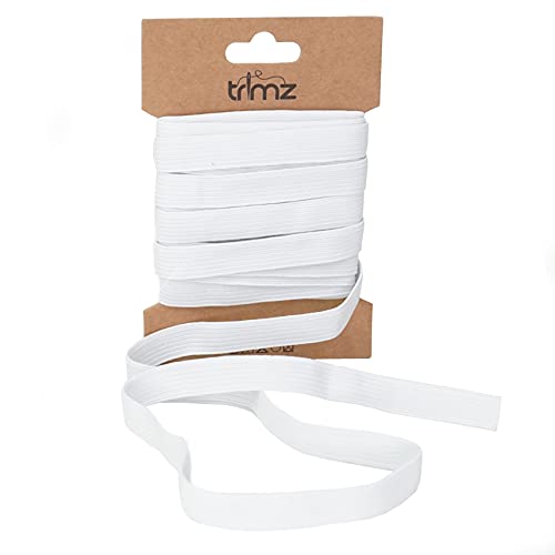 Trimz Geflochtenes, flaches Gummiband, weiß, 12 mm x 5 m von Trimz