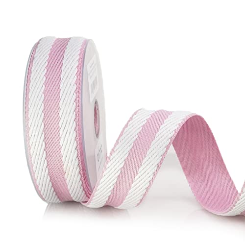 Trimz Robustes Polyester-Gurtband, Pink/Weiß, 10 m x 40 mm von Trimz