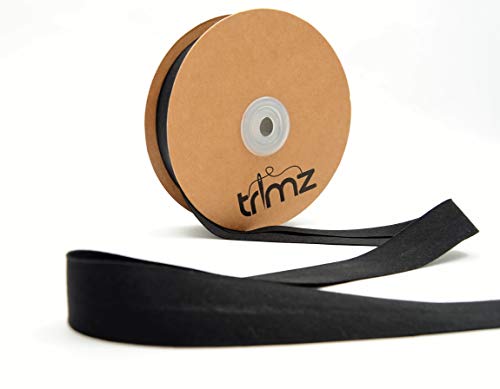 Trimz TCBLK2520 TCBLK2520-1 Schrägband aus Polyester-Baumwolle, Polybaumwolle, Schwarz, 20m reel, 20 Meter von Trimz