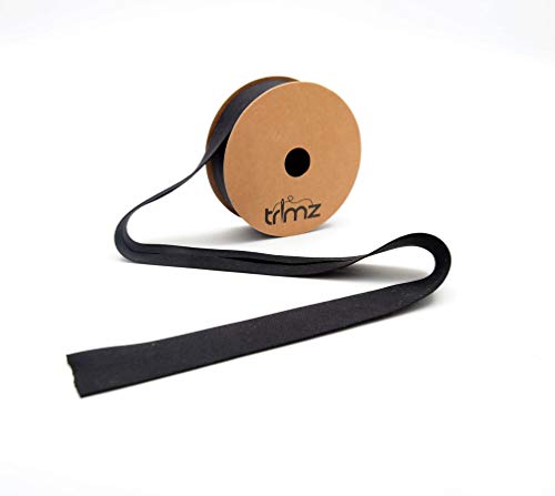 Trimz TCBLK255 Schrägband aus Polyester-Baumwoll-Mischgewebe, Schwarz, 5m reel von Trimz