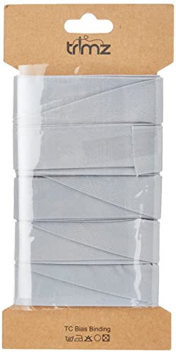 Trimz TCGREY255C Schrägband aus Polyester-Baumwoll-Mischgewebe, grau, 25mm x 5m von Trimz