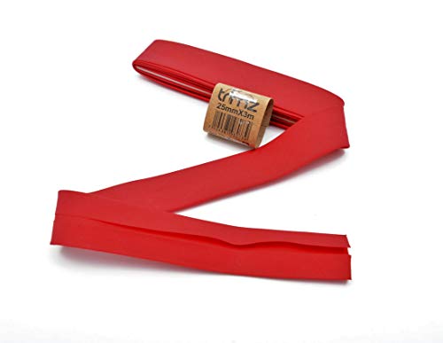 Trimz TCRED253 Schrägband aus Baumwollmischgewebe, rot, 25mm x 3m von Trimz