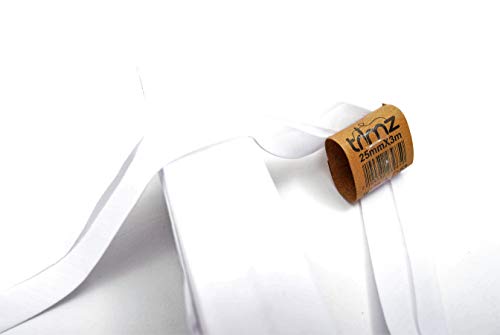 Trimz TCWHT253 Schrägband aus Baumwollmischgewebe, weiß, 25mm x 3m von Trimz