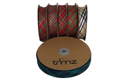 Trimz Trimz-Tart-Col-34 Schrägband mit Schottenkaro, Rot, Grün, Blau, Gelb, 20m x 25mm Trimz Trimz-Tart-Col-34 Schrägband mit Schottenkaro, Rot, Grün, Blau, Gelb, 20m x 25mm von Trimz