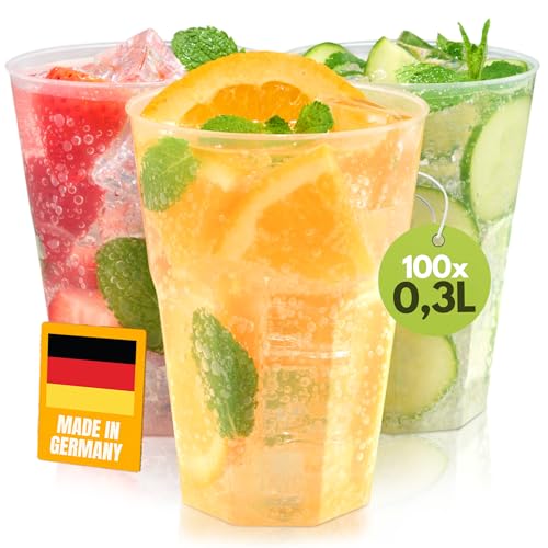 Trinklicht® 100 Cocktailbecher 0,3L | Wiederverwendbare Plastikbecher 300ml Mehrweg | Bruchsicher | Spülmaschinenfest | Partybecher, Hartplastikbecher | Mehrwegbecher | Kunststoff Becher Plastik von Trinklicht