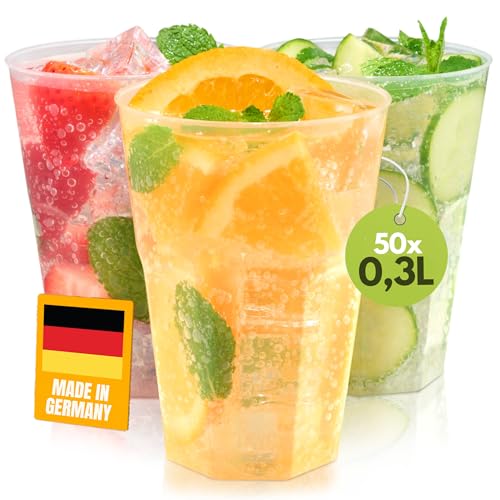 Trinklicht® 50 Cocktailbecher 0,3L | Wiederverwendbare Plastikbecher 300ml Mehrweg | Bruchsicher | Spülmaschinenfest | Partybecher, Hartplastikbecher | Mehrwegbecher | Kunststoff Becher Plastik von Trinklicht