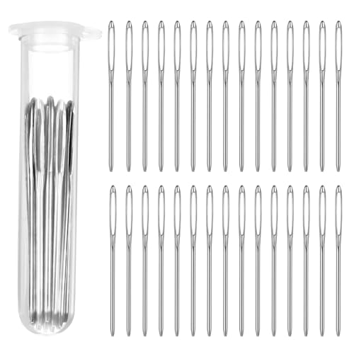 30 Stück Stopfnadeln mit Großem Öhr Nähnadeln Stumpfe Sticknadeln Nähnadeln Set Edelstahl Große Nähen Nadeln 60 mm Wollnadeln für Handnähen Wolle Leder Handwerk von Trinkrittey