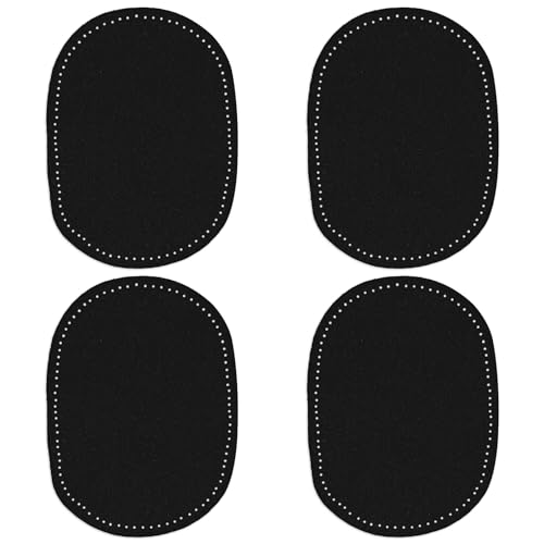 Ellenbogen-Patches für Pullover, zum Aufnähen, oval, für Ellenbogen, Knie, Pullover, Hosen, Reparaturapplikationen (Wildlederstoff, schwarz), 4 Stück von Trinkrittey