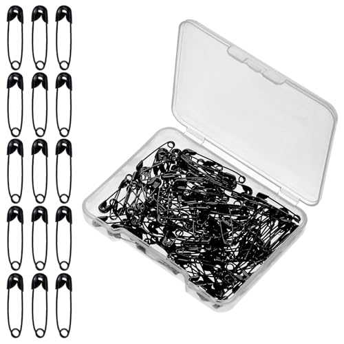 500 Stück Kleine Sicherheitsnadeln für Kleidung - Schwarz Winzige Wäscheklammern Metall Mini für DIY Basteln Hijab Nähen Schmuckherstellung (19 mm) von Trinkrittey