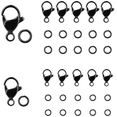 Karabinerverschlüsse mit Biegering, Kettenverschluss, Edelstahl, für Halsketten, Schmuckherstellung, 30 Stück, Schwarz Karabinerverschlüsse mit Biegering, Kettenverschluss, Edelstahl, für Halsketten, Schmuckherstellung, 30 Stück, Schwarz von Trinkrittey