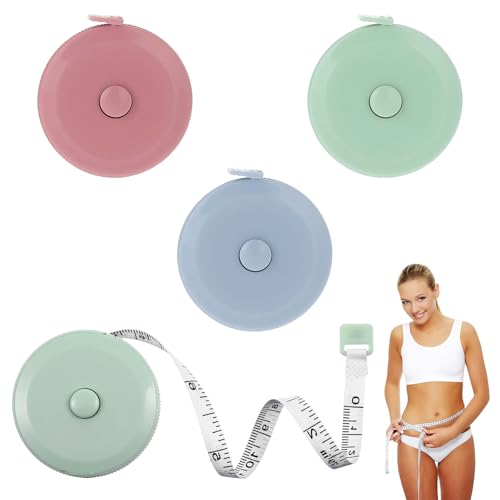 Maßband, einziehbares Maßband für Körper, 2 m, weiches Maßband, doppelseitig, flexibel, Lineal, kleiner Druckknopf, doppelseitiges Maßband, Macaron-Blau, Rosa, Grün, 3 Stück Maßband, einziehbares Maßband für Körper, 2 m, weiches Maßband, doppelseitig, flexibel, Lineal, kleiner Druckknopf, doppelseitiges Maßband, Macaron-Blau, Rosa, Grün, 3 Stück von Trinkrittey