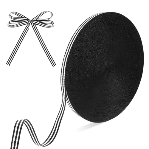 Ripsband, gestreift, kariert, Weihnachtsbänder, Draht, für Halloween, Hochzeit, Basteln, Geschenke, Blumensträuße, 1,6 cm breit, 45 m, Schwarz und Weiß Ripsband, gestreift, kariert, Weihnachtsbänder, Draht, für Halloween, Hochzeit, Basteln, Geschenke, Blumensträuße, 1,6 cm breit, 45 m, Schwarz und Weiß von Trinkrittey