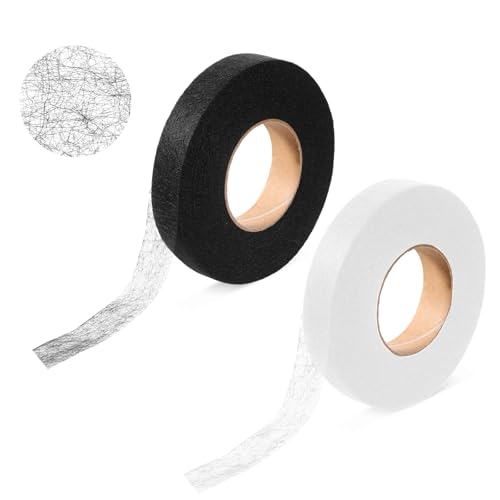 Trinkrittey 2 Rollen Saumband zum Aufbügeln Saumband Selbstklebend für Stoff Nahtband zum Aufbügeln Bügelband für Vorhänge Kleider Kleidung Röcke Jeans Breite 20mm (Schwarz und Weiß) von Trinkrittey
