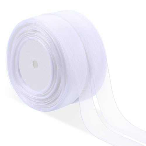 Weißes, durchscheinendes Organza-Chiffon-Tüllband, durchsichtiges Chiffonband für Geschenkverpackungen, Blumenstrauß, Girlande, Schleife, Haare, Basteln, Luftballons, Party-Dekoration von Trinkrittey