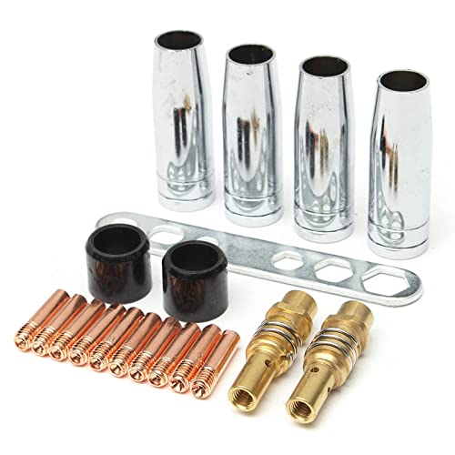 Trintion Verschleissteile Set 19Stk MB15/150 0,8mm Schweißbrenner Verschleißteile MIG/MAG Ersatzteile Schweißgerät Schweißbrenner Zubehör Gasdüse Düsenstock Stromdüse Isolator Werkzeug Trintion Verschleissteile Set 19Stk MB15/150 0,8mm Schweißbrenner Verschleißteile MIG/MAG Ersatzteile Schweißgerät Schweißbrenner Zubehör Gasdüse Düsenstock Stromdüse Isolator Werkzeug von Trintion