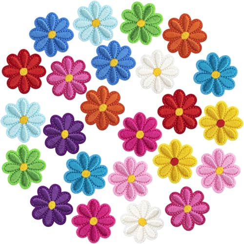 Gestickte Gänseblümchen-Bügelbilder, 4 x 4 cm, 24 Stück, 12 Farben von TripDock