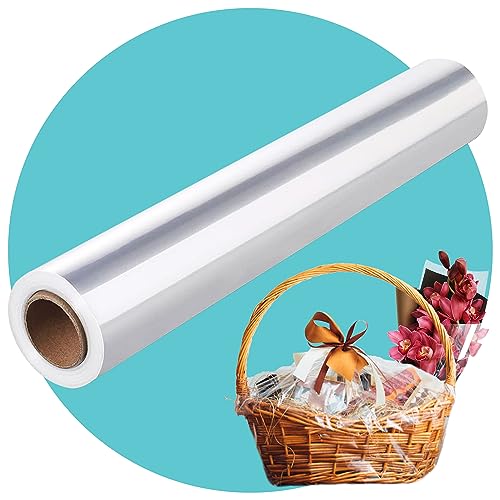 Triplast 1 x Zellophanrolle (40 cm x 30 m, kristallklar) – Premium & Lebensmittelqualität Floristen-Zellophanrolle zum Verpacken von Blumensträußen, Geschenkkörben, Lebensmittel- und Obstkörben für von Triplast