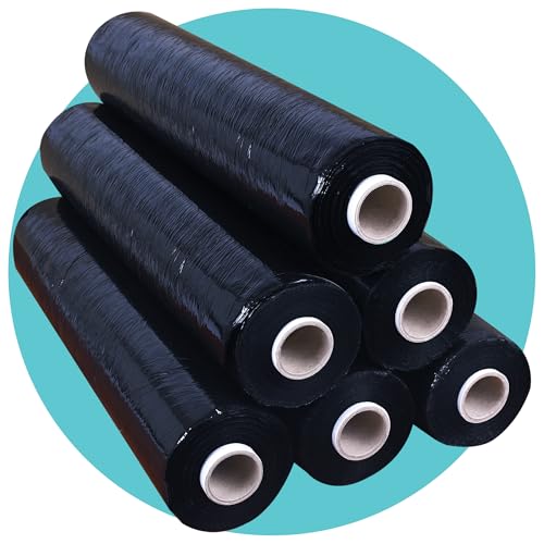 triplast 400 mm x 250 m Schrumpffolie für Paletten – Schwarz (6 Stück) von Triplast