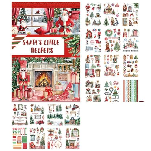 Trisoye Scrapbooking-Aufkleber-Set, Scrapbooking-Ledger, Dekorative Aufkleber-Material-Set, Vintage-Weihnachtsmuster, Bastelwerkzeug B Trisoye Scrapbooking-Aufkleber-Set, Scrapbooking-Ledger, Dekorative Aufkleber-Material-Set, Vintage-Weihnachtsmuster, Bastelwerkzeug B von Trisoye