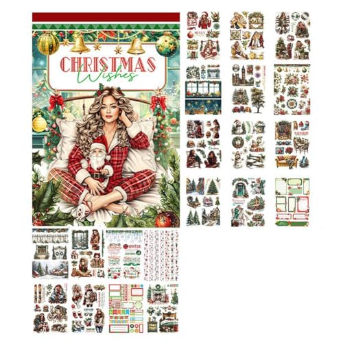 Trisoye Scrapbooking-Aufkleber-Set, Scrapbooking-Ledger, Dekoratives Aufkleber-Material-Set, Vintage-Weihnachtsmuster, Bastelwerkzeug A Trisoye Scrapbooking-Aufkleber-Set, Scrapbooking-Ledger, Dekoratives Aufkleber-Material-Set, Vintage-Weihnachtsmuster, Bastelwerkzeug A von Trisoye