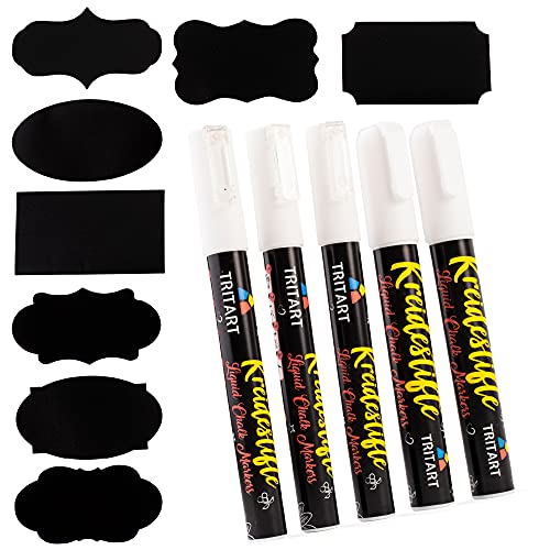 Kreidestift Weiß | 3 x 3mm + 2 x 6mm Kreidemarker Weiß | Chalk-Marker Abwischbar | Weiße Kreidestifte für Fenster/Glas usw. | GRATIS 24 Tafelaufkleber von Tritart Kreidestift Weiß | 3 x 3mm + 2 x 6mm Kreidemarker Weiß | Chalk-Marker Abwischbar | Weiße Kreidestifte für Fenster/Glas usw. | GRATIS 24 Tafelaufkleber von Tritart von Tritart