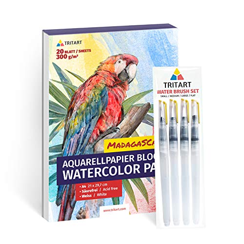 Tritart 4X Wassertankpinsel Set - Wasserpinsel Set mit Wasser Tank für Aquarellfarben - 4 Wassertankpinsel aquarell - Wasserstift Set - Water Brush Pen - Pinsel mit Wassertank Tritart 4X Wassertankpinsel Set - Wasserpinsel Set mit Wasser Tank für Aquarellfarben - 4 Wassertankpinsel aquarell - Wasserstift Set - Water Brush Pen - Pinsel mit Wassertank von Tritart