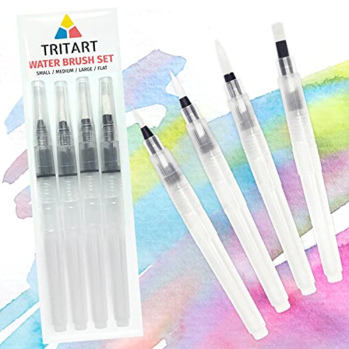 Tritart 4X Wassertankpinsel Set - Wasserpinsel Set mit Wasser Tank für Aquarellfarben - 4 Wassertankpinsel aquarell - Wasserstift Set - Water Brush Pen - Pinsel mit Wassertank Tritart 4X Wassertankpinsel Set - Wasserpinsel Set mit Wasser Tank für Aquarellfarben - 4 Wassertankpinsel aquarell - Wasserstift Set - Water Brush Pen - Pinsel mit Wassertank von Tritart
