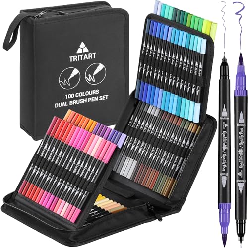 Tritart Brush Pen Set mit 100 Brush Pens - 100x Filz Stifte perfet für Comics und Manga - Dual Brush Pen Set mit jeweils 2 Spitzen - Bullet Journal Stifte - Stifte Set filzstifte Tritart Brush Pen Set mit 100 Brush Pens - 100x Filz Stifte perfet für Comics und Manga - Dual Brush Pen Set mit jeweils 2 Spitzen - Bullet Journal Stifte - Stifte Set filzstifte von Tritart