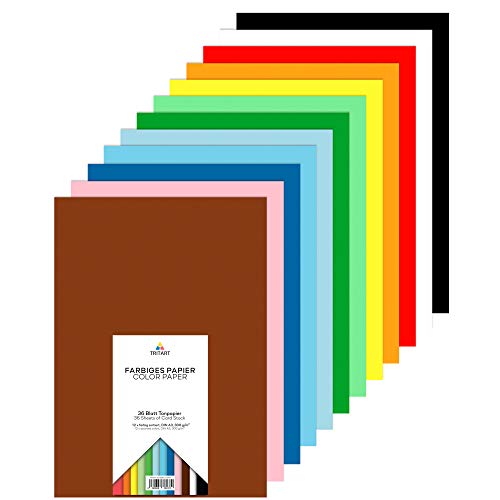 Tritart Fotokarton A3 bunt 300g/m² - 36 Blatt buntes Papier A3 - Pappe zum Basteln - Bastelpapier Set - Fest und Stabil - Tonpapier Bastelkarton 300g - Farbiges Papier - 12 Farben Tritart Fotokarton A3 bunt 300g/m² - 36 Blatt buntes Papier A3 - Pappe zum Basteln - Bastelpapier Set - Fest und Stabil - Tonpapier Bastelkarton 300g - Farbiges Papier - 12 Farben von Tritart