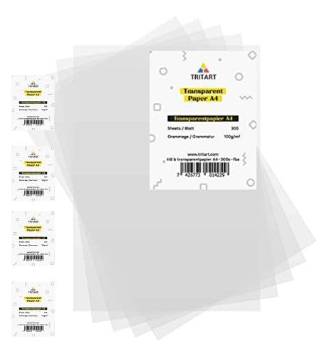 Tritart Transparentpapier Bedruckbar Weiß DIN A4 | 1500 Blatt 100g/qm | Papier Transparent von Tritart