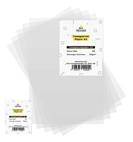Tritart Transparentpapier Bedruckbar Weiß DIN A4 | 600 Blatt 100g/qm | Papier Transparent von Tritart
